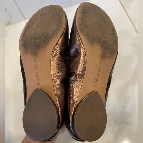 Anthropologie | Avec Les Filles | Bronze Crinkled Metallic Ballet Shoe - Picture 12 of 16